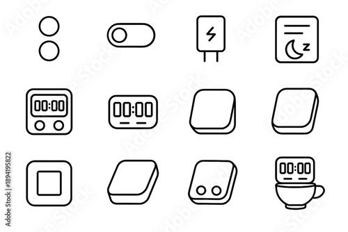 Digital lightweight brewing saving timer selection unit internal aid vector icon power
