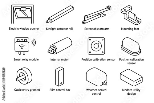 Foot utility airflow vector window straight internal arm grommet icon shell opener