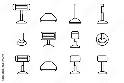 Clean minimalist silicone portable telescopic base height panel icon modern vector heater