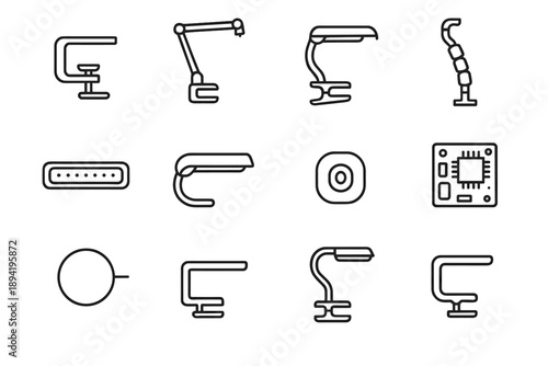 Tension modern vector power led light sections icon work arm hood jaw