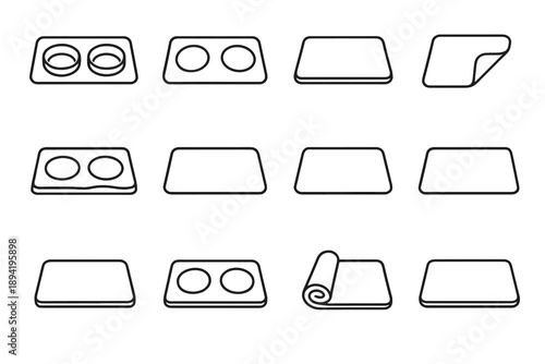 Barrier feeding vector modern rectangular minimal mat pet household essential icon functional