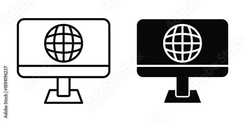 remote work icon, Globe Icon. Digital marketing concept.