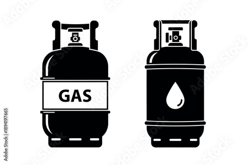 Black and white illustration of gas and oil propane tanks