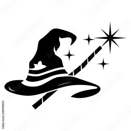 wizard ilustration clip art design shape logo. symbol of class silhouette icon vector