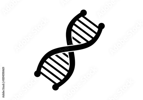 A perfect looking black and white icon of a DNA double helix structure symbolizing genetics biology and heredity