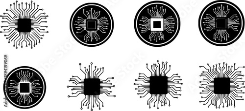 circuit board logo silhouette icon vector illustration