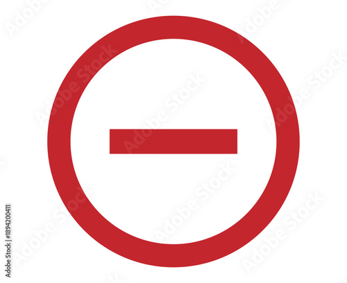 minus icon vector in red circle, remove and negative symbol isolated on white background, delete prohibition ui illustration