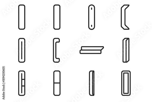 Vector channel vertical contour frame arc ledge slot tool rack band icon