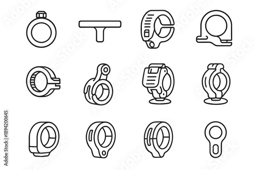 Shell icon handlebar icons swivel bracket contour pad vector clamp brace bar