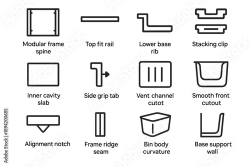 Pantry icons fit tabs icon curvature vector base wall notch rail modular
