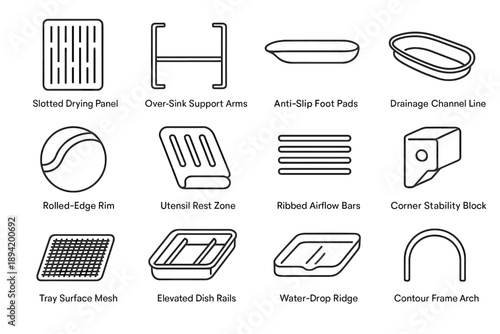 Sink frame bars vector tray airflow ridge drying over mesh icon line