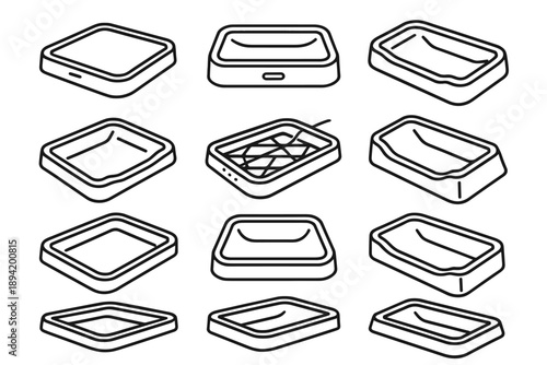 Contour tray charging icon icons cable device trench slope pattern bevel vector