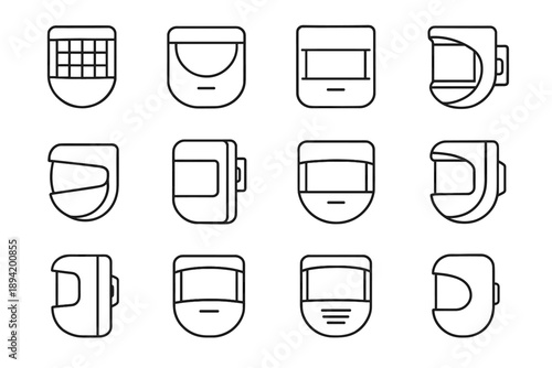 Sensor motion mount front icon indicator vector frame convex lens band grid