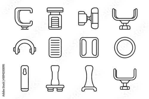 Support ridge holder cradle buffer jaw contour icon phone soft spine vector