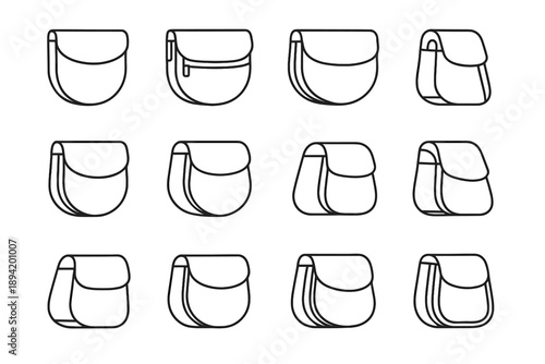 Panel vector bottom dip minimalist pouch saddle icon bar shield ridge fold