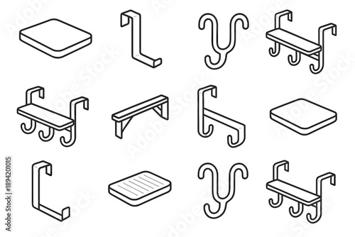 Icon shadow hanger pad compact frame vector shading paired shelf outline