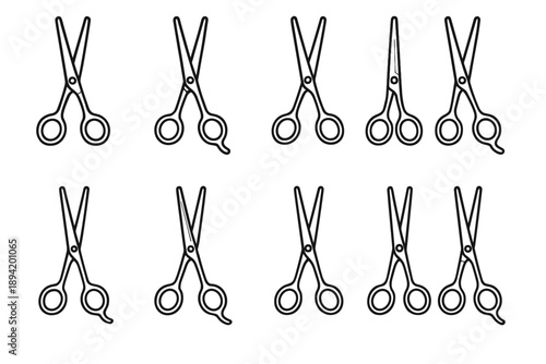 Icons blade line pair slope scissors icon track grooming vector hinge handle