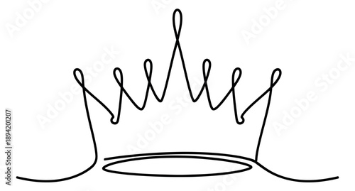 Continuous line art illustration of a crown depicting a symbol of royalty for luxury branding