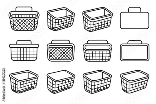 Frame contour icon accent magnetic shading crest rod stroke basket vector