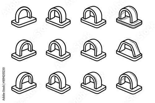 Vector highlight arc panel shading clip icon modern band rib ridge cable