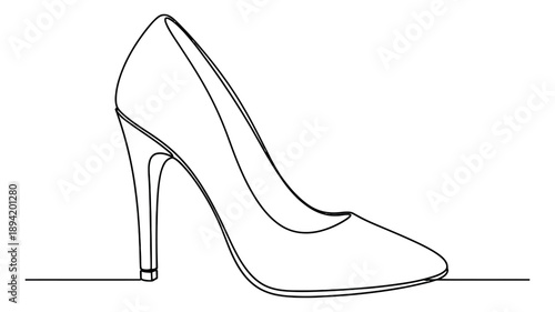 Continuous line art illustration of a high heel shoe depicting elegance for women's fashion