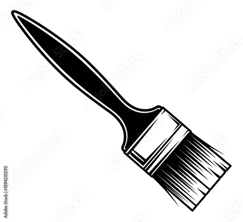 Graphic illustration of a paint brush depicting a painting tool for artistic and craft projects