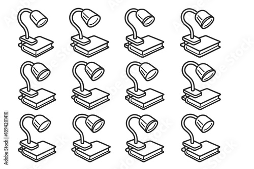 Icons highlight corner vector book lamp outline shading rod path stripe icon