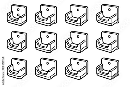 Vector cradle panel shading curve wall phone icon rim band corner