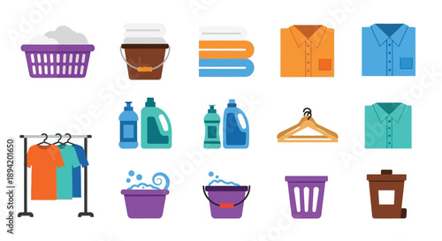 Laundry day a colorful collection of washing and clothing items