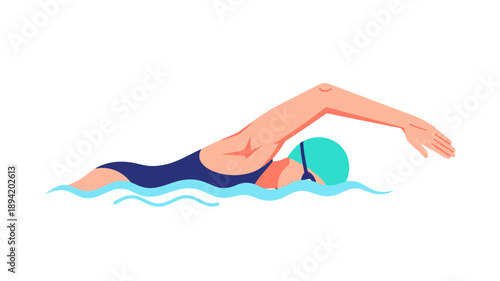 Cartoon illustration of a swimmer in a freestyle stroke