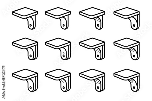 Outline shelf vector icon slope wall shading slab mount stripe highlight pads