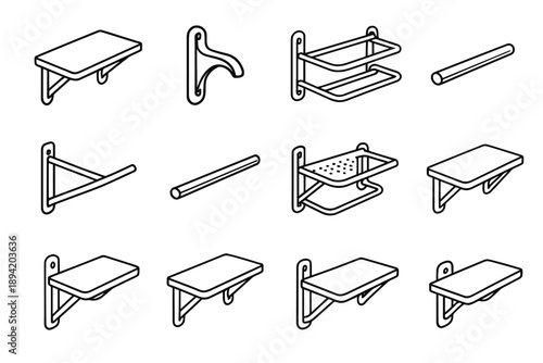 Icon vector tilt icons rod shading rack arm shoe pads frame support