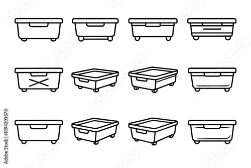 Modern set patch tilt arc crest underside surface icon contour shading vector