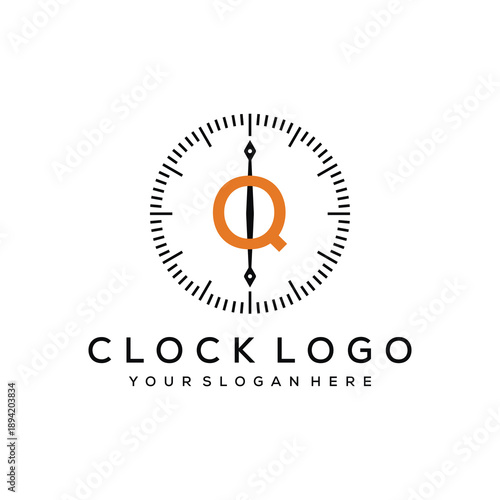 Clock Time for Initial letter Q logo design vector