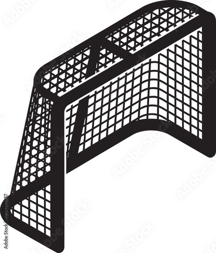 Professional black silhouette vector of a sports goal with a thick frame and crossbar. High-quality minimalist design ideal for soccer, hockey, or handball branding and tournament graphics.