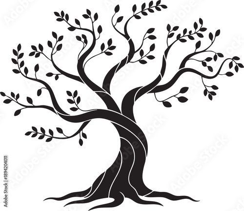 Tree with many branches and small leaves growing