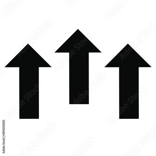 Three black arrows pointing upwards in a row