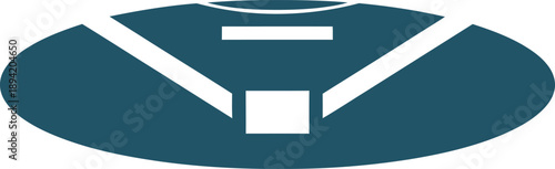 Professional teal blue silhouette vector of a baseball field or diamond from a top-down aerial view. Minimalist flat design perfect for league branding, stadium graphics, and sports tournament logos.