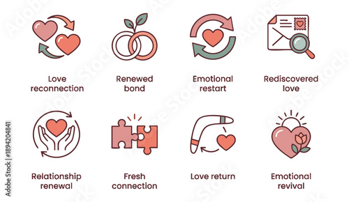 Stunning heart icons illustrating love and relationship concepts
