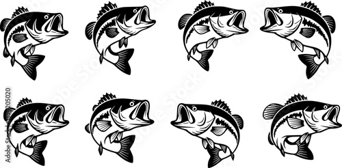  large bass fish in the mount jumping from the water