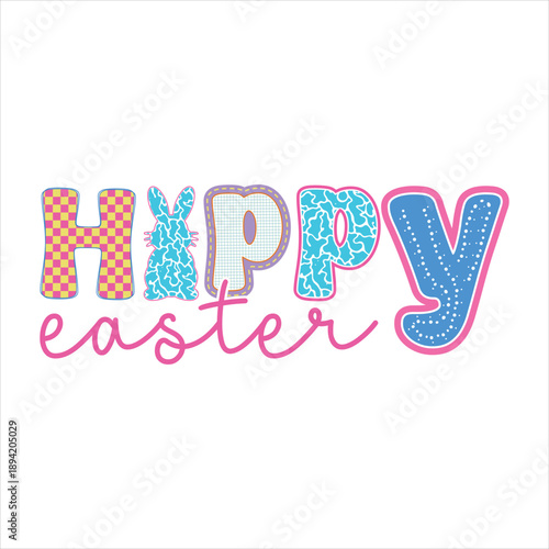 Happy Easter Playful Handwritten Typography Illustration