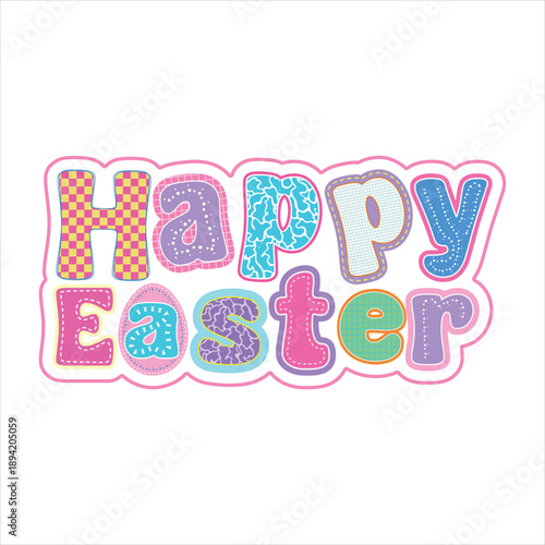 Happy Easter Colorful Typography Illustration