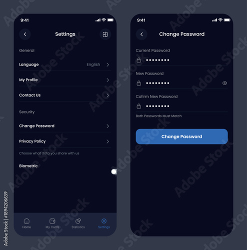 Settings Page Mobile App Design