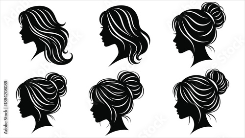 omen's Hairstyle Silhouettes or Beauty Salon Logos