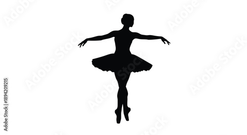 Silhouette of a ballerina in a graceful pose arms outstretched
