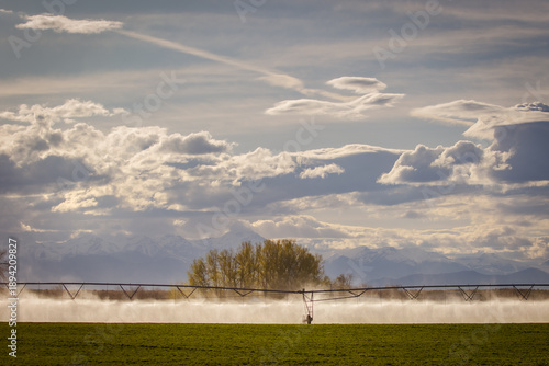 Irrigation sprinkler pivot in Idaho