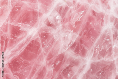 Pink Quartz Texture Background. Rose Rock Crystal Surface. Raw Unpolished Mineral