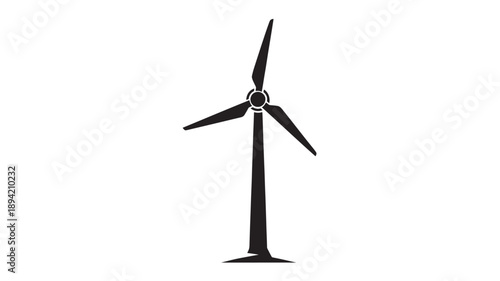 Wind turbine in modern minimalist style with dramatic lighting on isolated white background for renewable energy