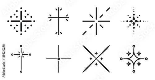 Simple and elegant black and white abstract geometric icons collection for various design purposes.