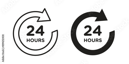 24 hours icon in a simple line art style. EPS10